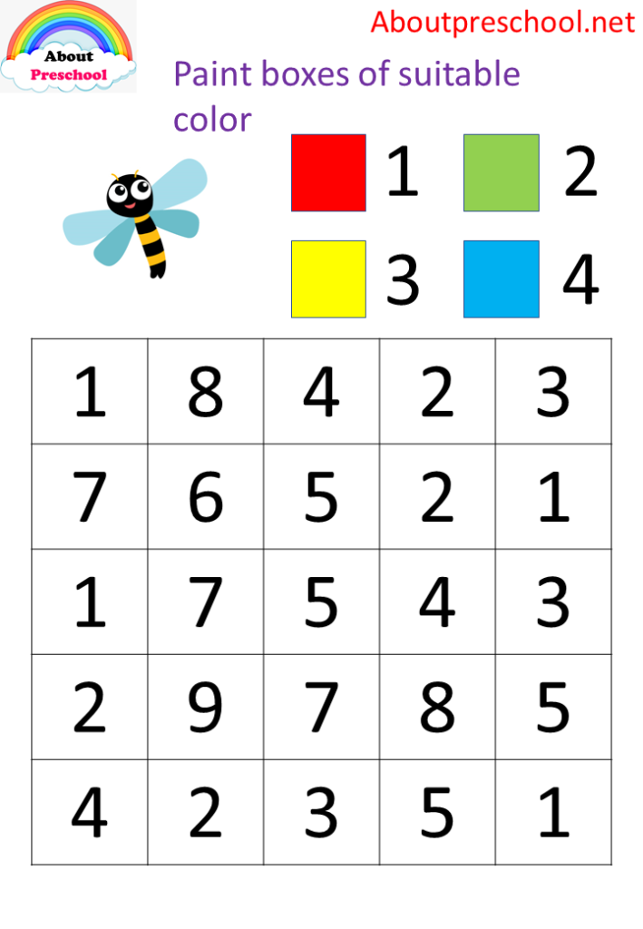 numbers painting 1 4 about preschool