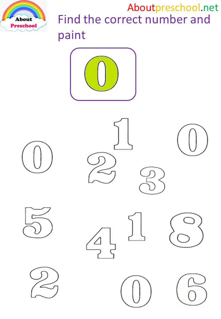 Find the correct number and paint 0