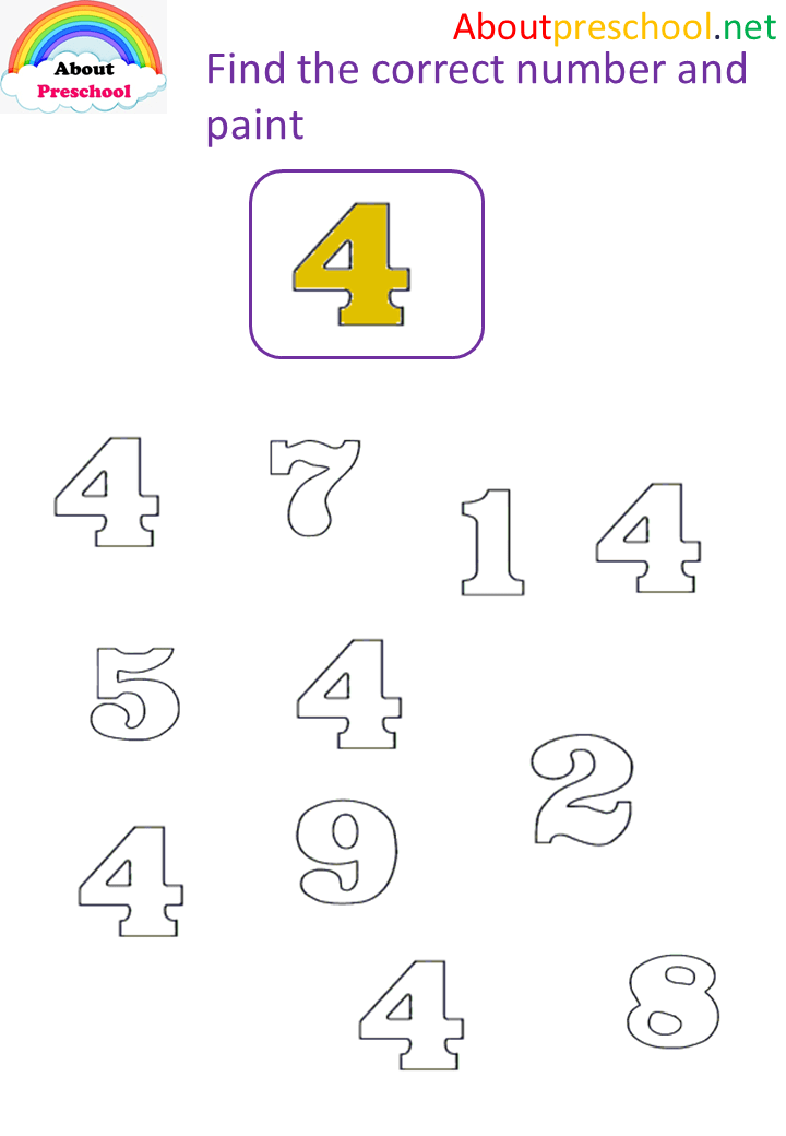 Find the correct number and paint 4