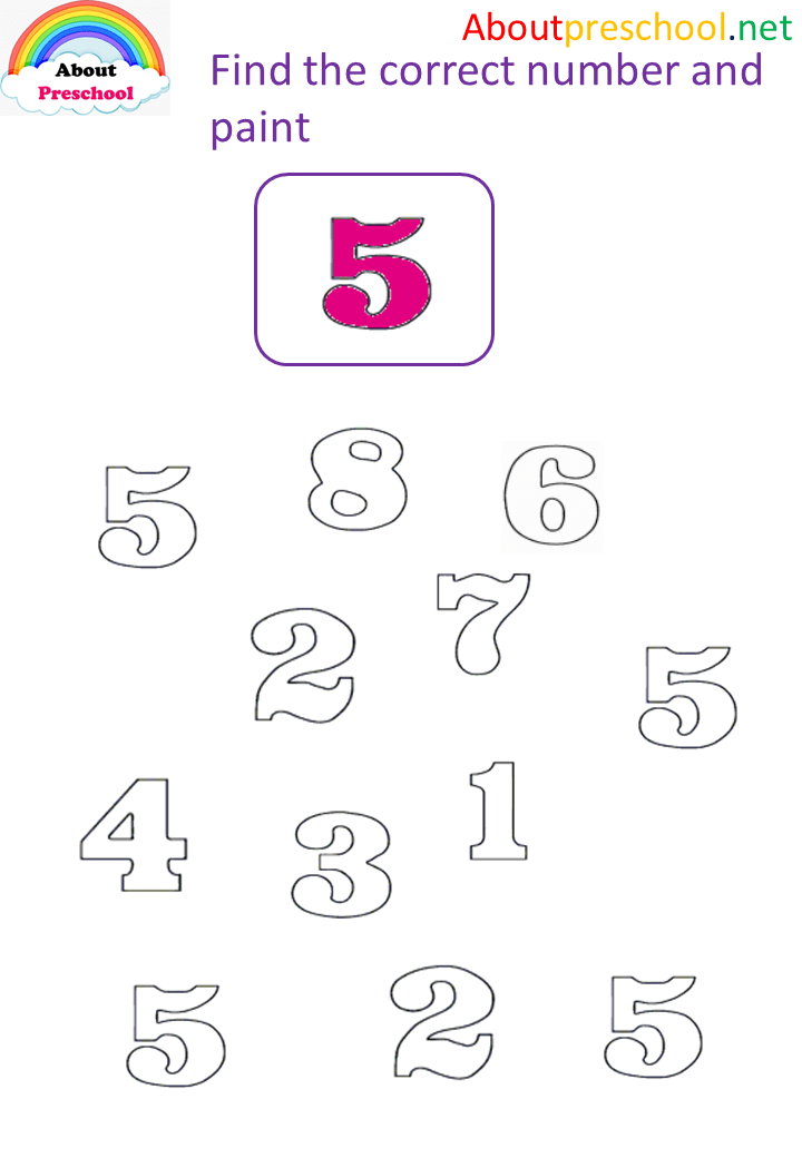 Find the correct number and paint 5
