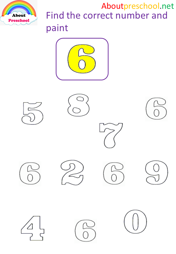 Find the correct number and paint 6