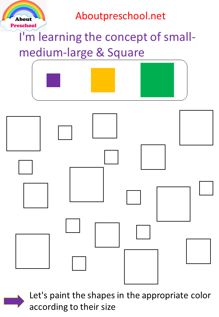 Im learning the concept of small medium large square 1