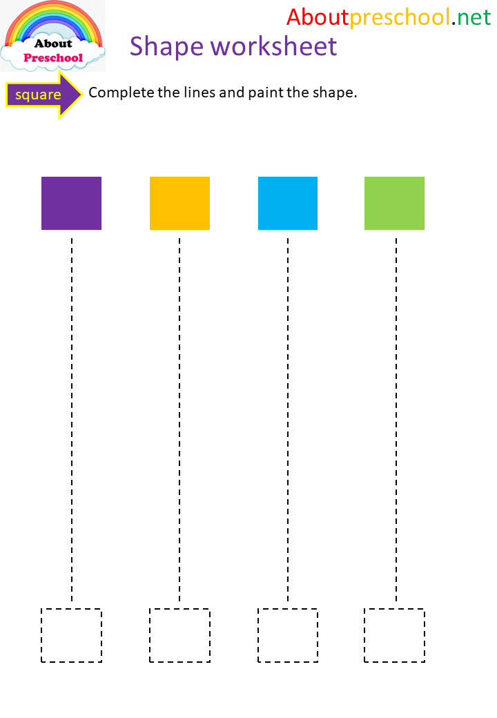 Preschool- I trace and color square