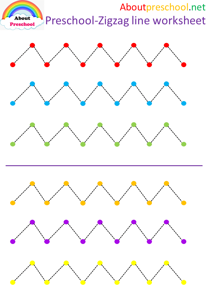 Preschool Zigzag line worksheet 3