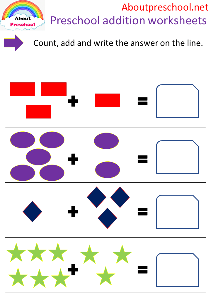 Preschool addition worksheets shapes-2