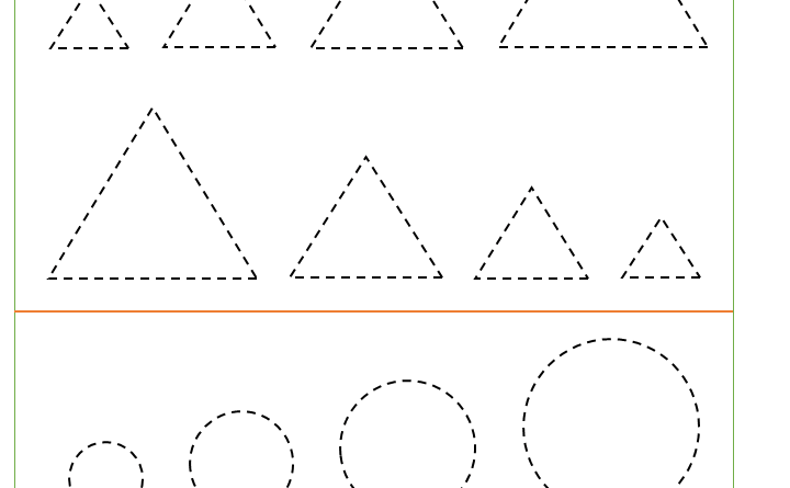 Trace and color shapes trigon&circle - About Preschool