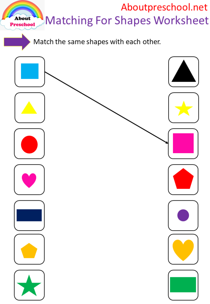 matching for shapes worksheet attention work 2 about preschool