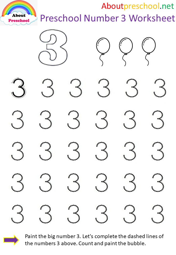 Preschool fun number worksheet 3