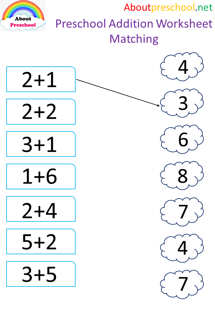 Preschool number addition match 2