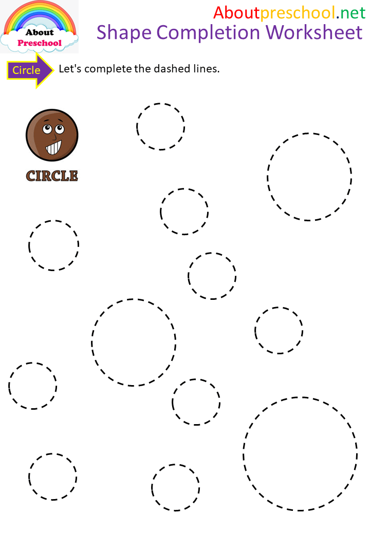 Preschool shapes dashed line study-Circle