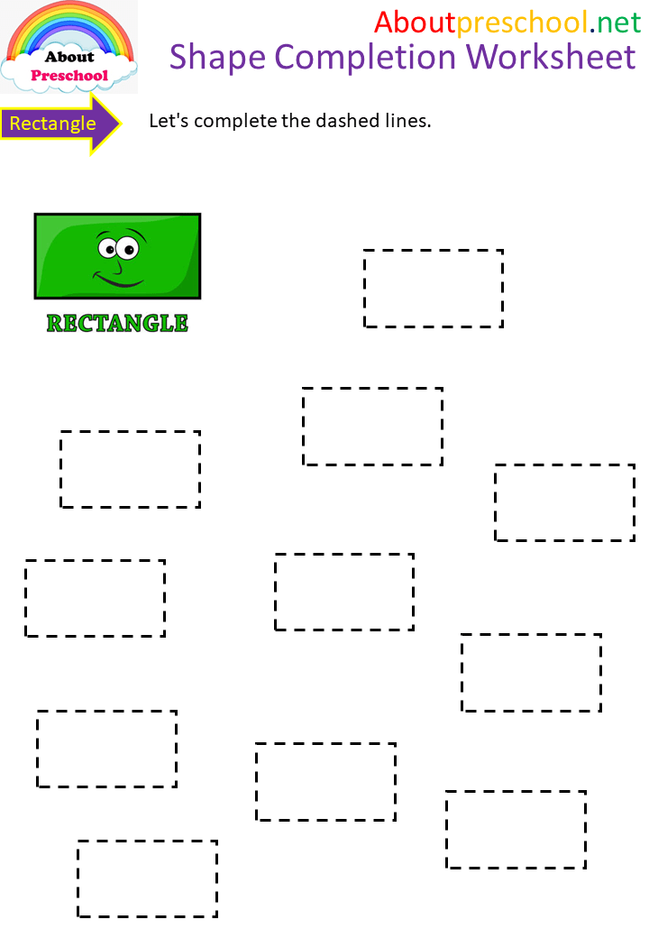 Preschool shapes dashed line study-Rectangle