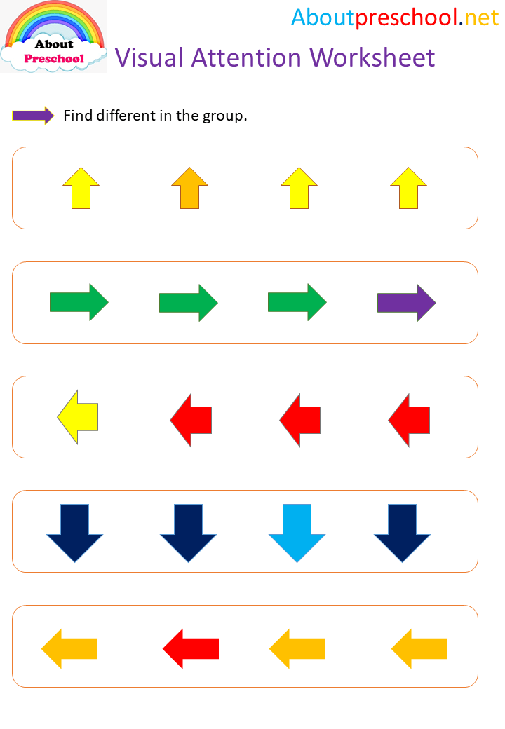 Preschool visual attention worksheet 3