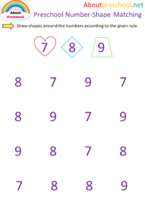 Preschool number shape matching 3