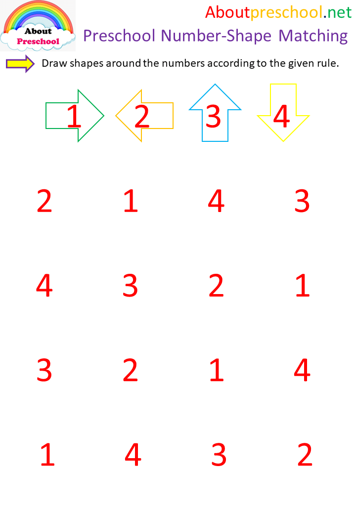 Preschool number shape matching 4