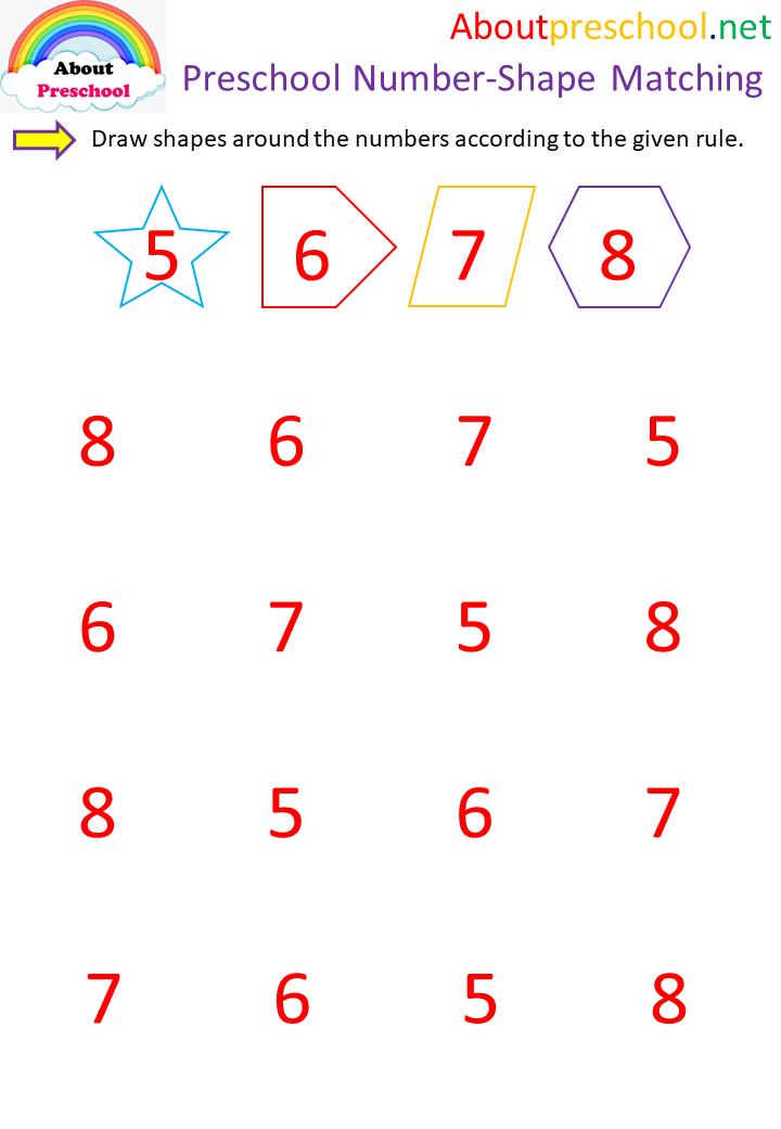 Preschool number shape matching 5