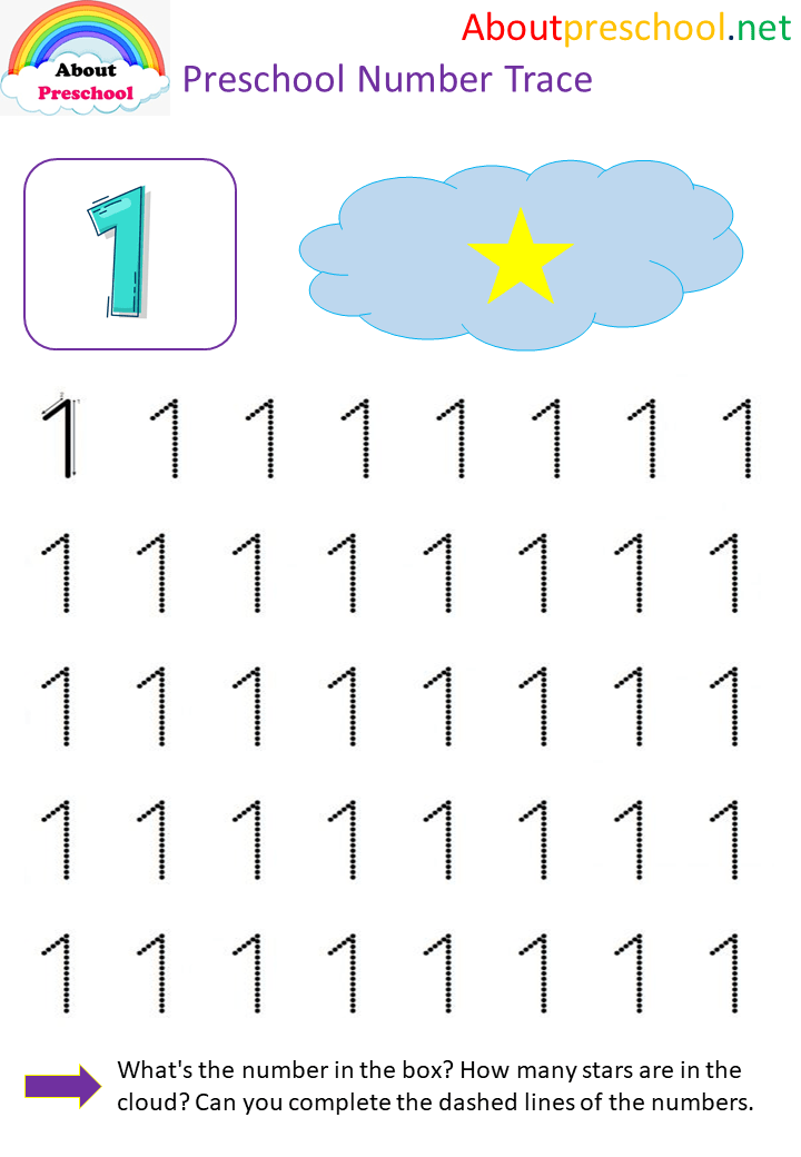 Preschool Number Trace Worksheet – 4
