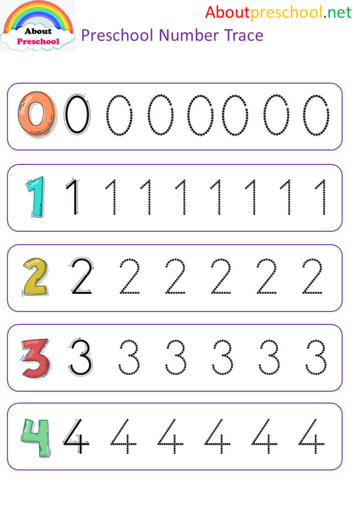 Preschool Number Trace Worksheet - About Preschool