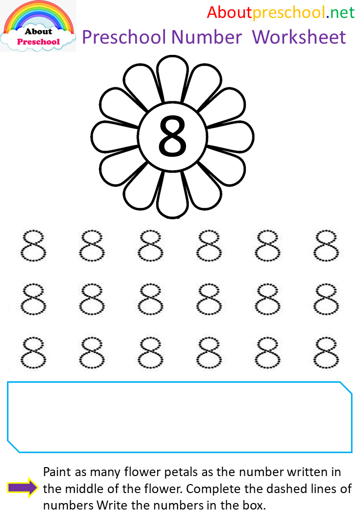 Number for preschool worksheet 8