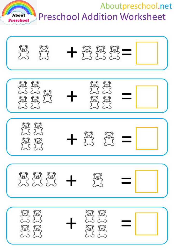 Preschool addition worksheet 25