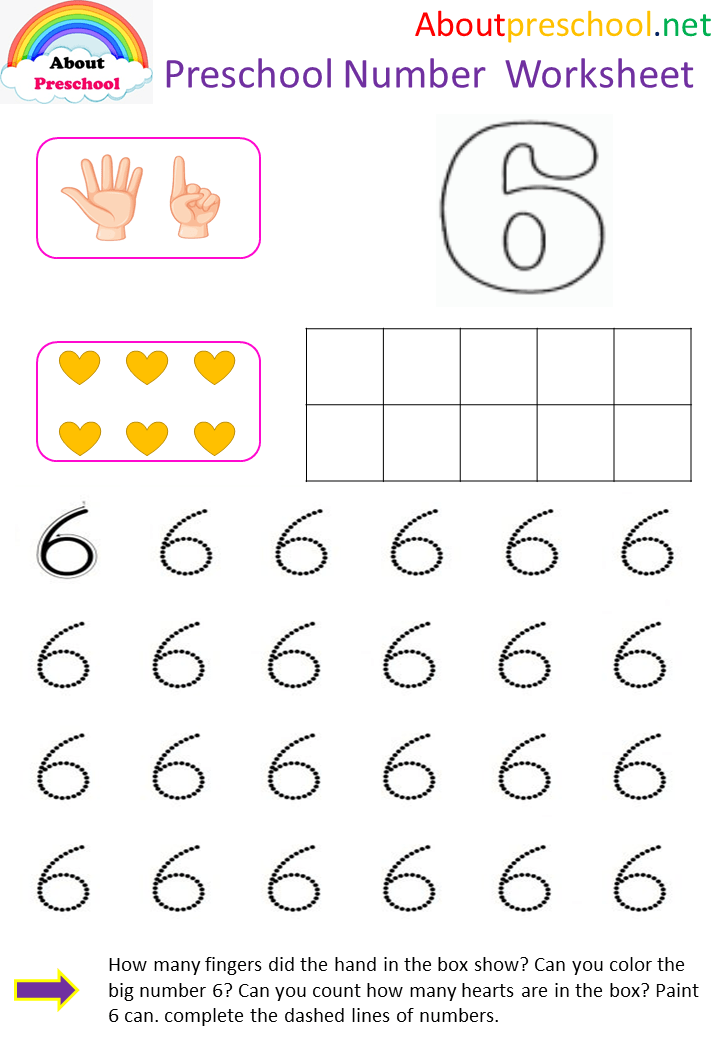 Preschool number worksheet 6