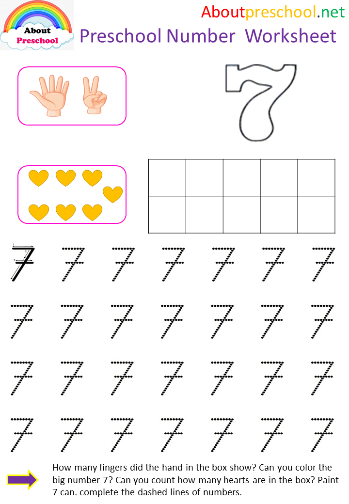 Preschool number worksheet 7