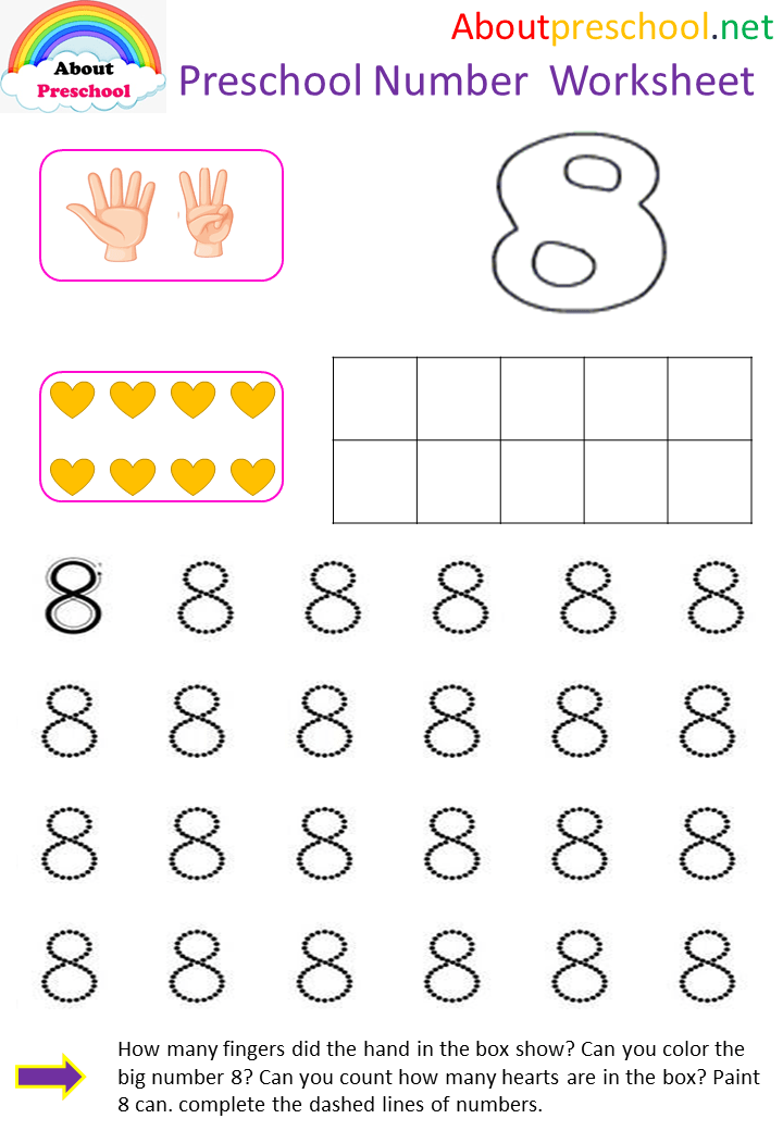 Preschool number worksheet 8