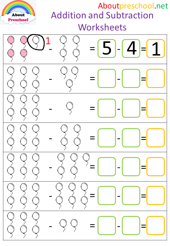 Addition and Subtraction Worksheets – 9