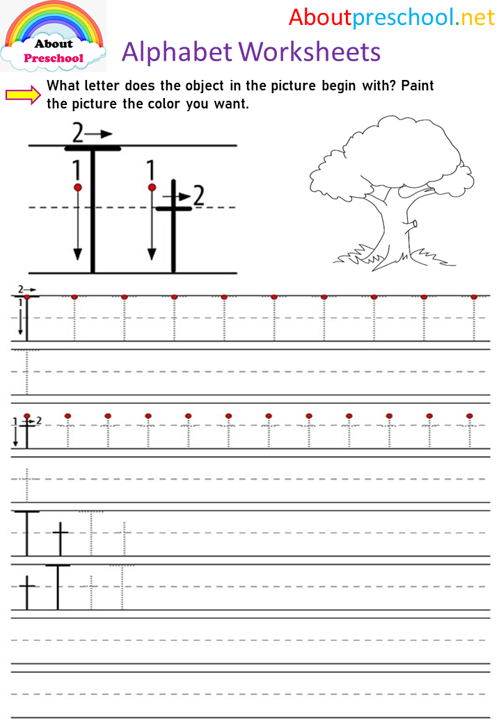 Alphabet Tracing Worksheets-T