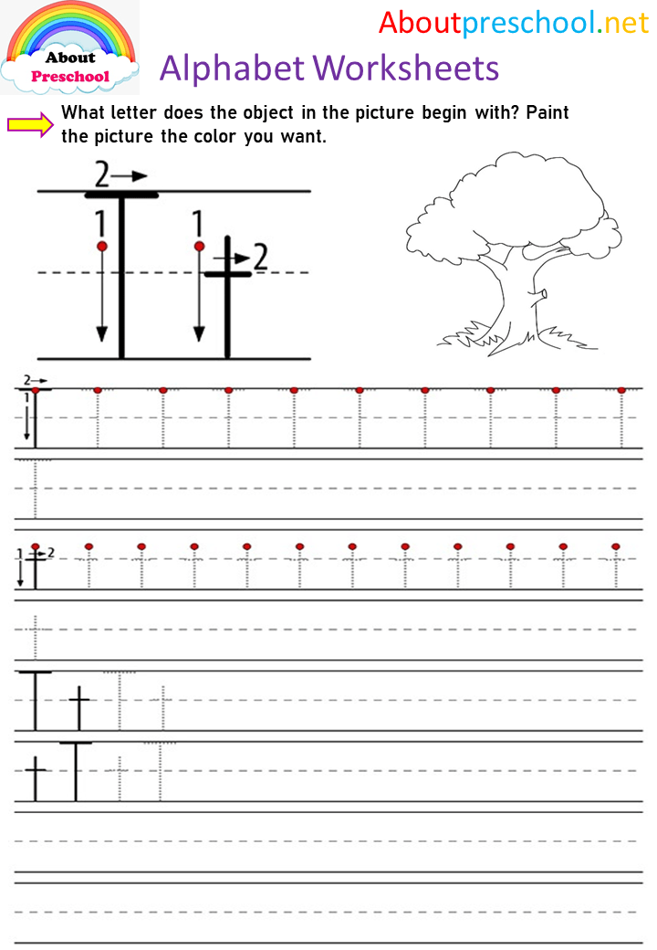 Free Letter T Tracing Worksheets Capital Letter T Tracing Worksheet 