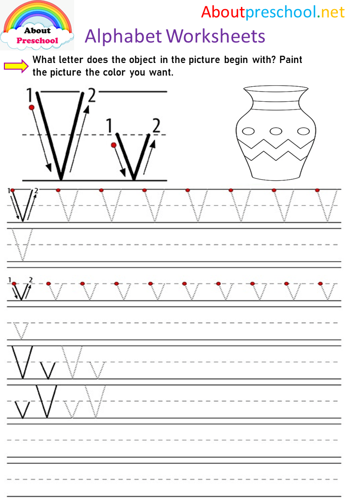 Alphabet Tracing Worksheets-V