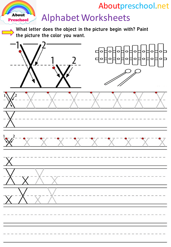Alphabet Tracing Worksheets-X