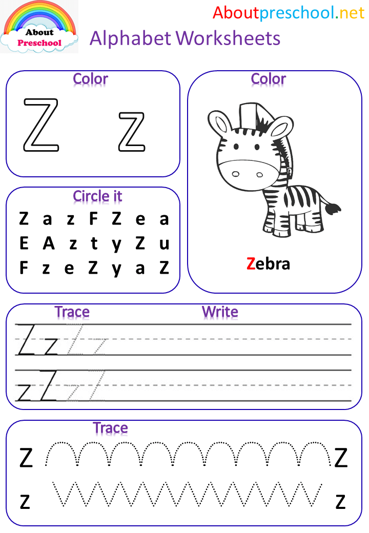 Alphabet Worksheets Z