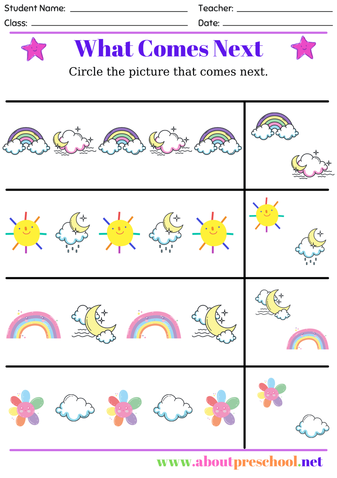 Preschool Pattern Worksheet-10