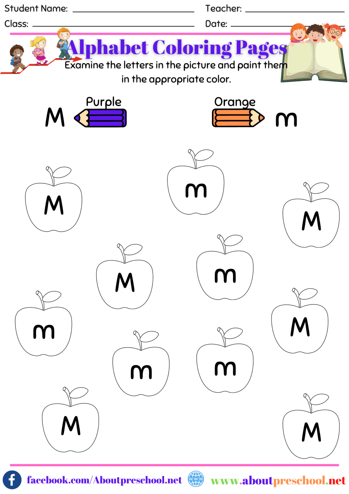 Alphabet Color Pages M