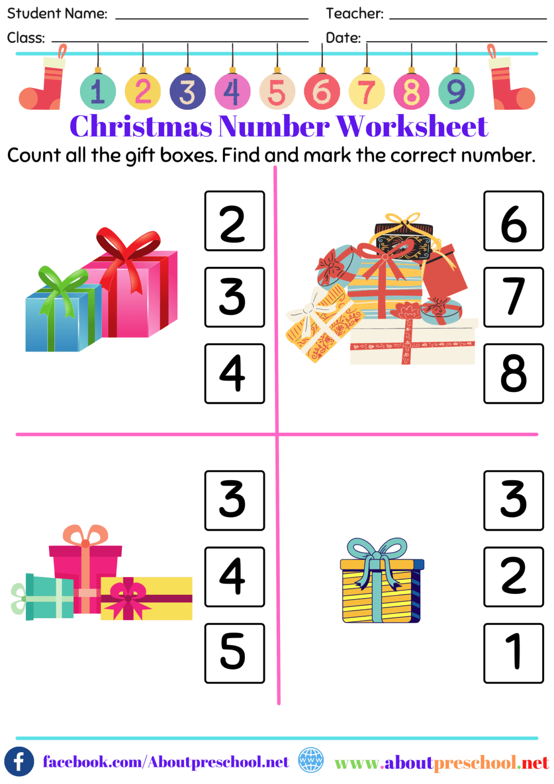 Christmas Number Worksheet 2