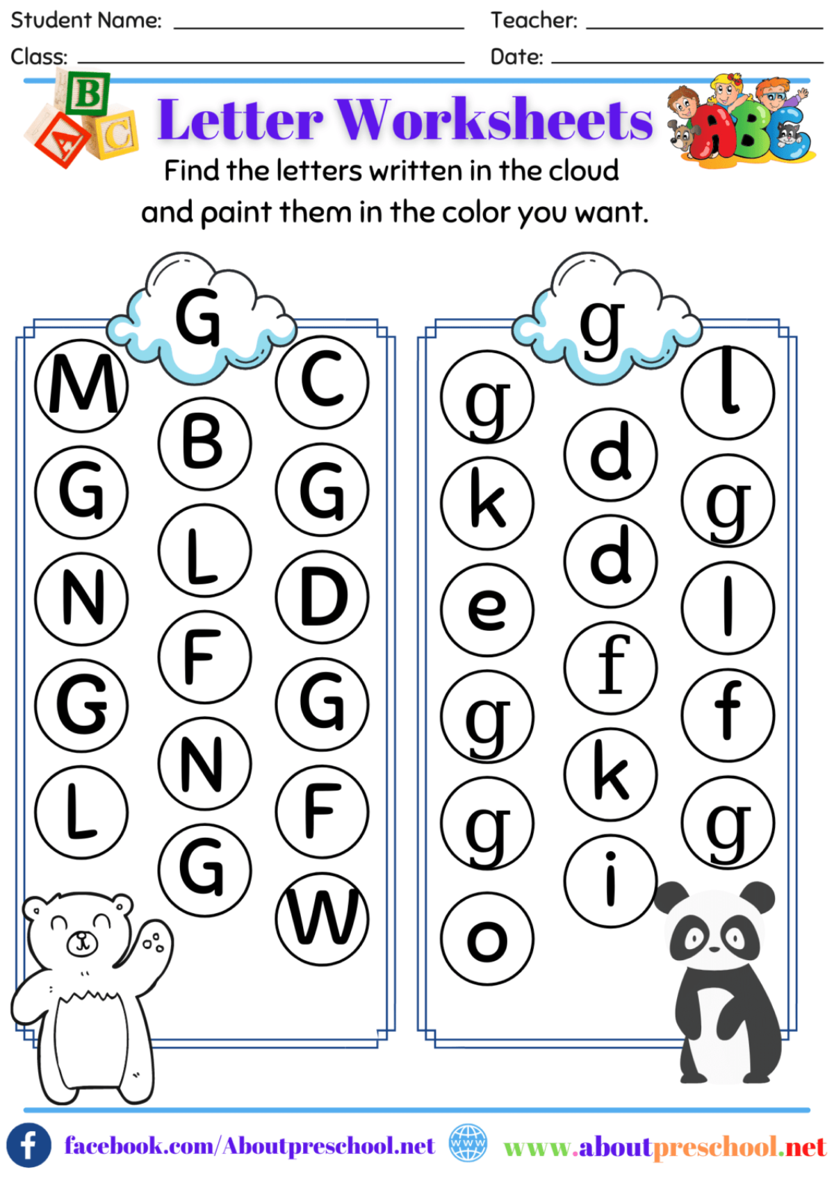 Find The Letter G Worksheet All Kids Network Letter G Writing 