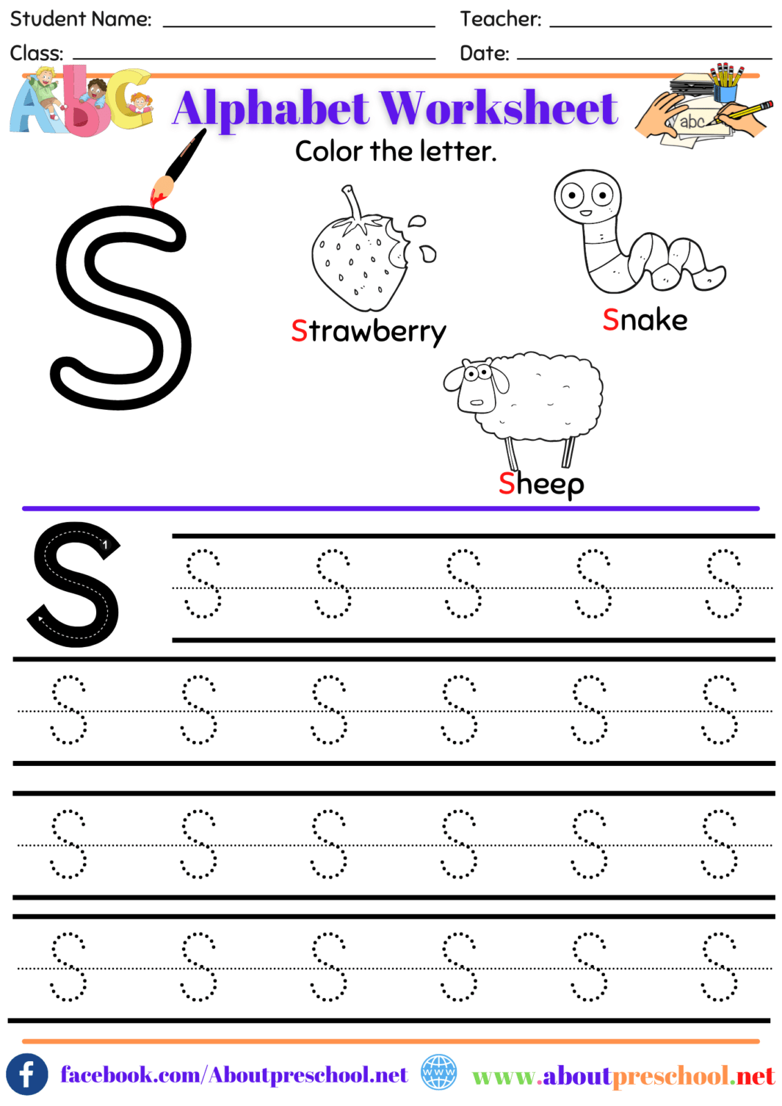 Preschool Letter S Worksheets