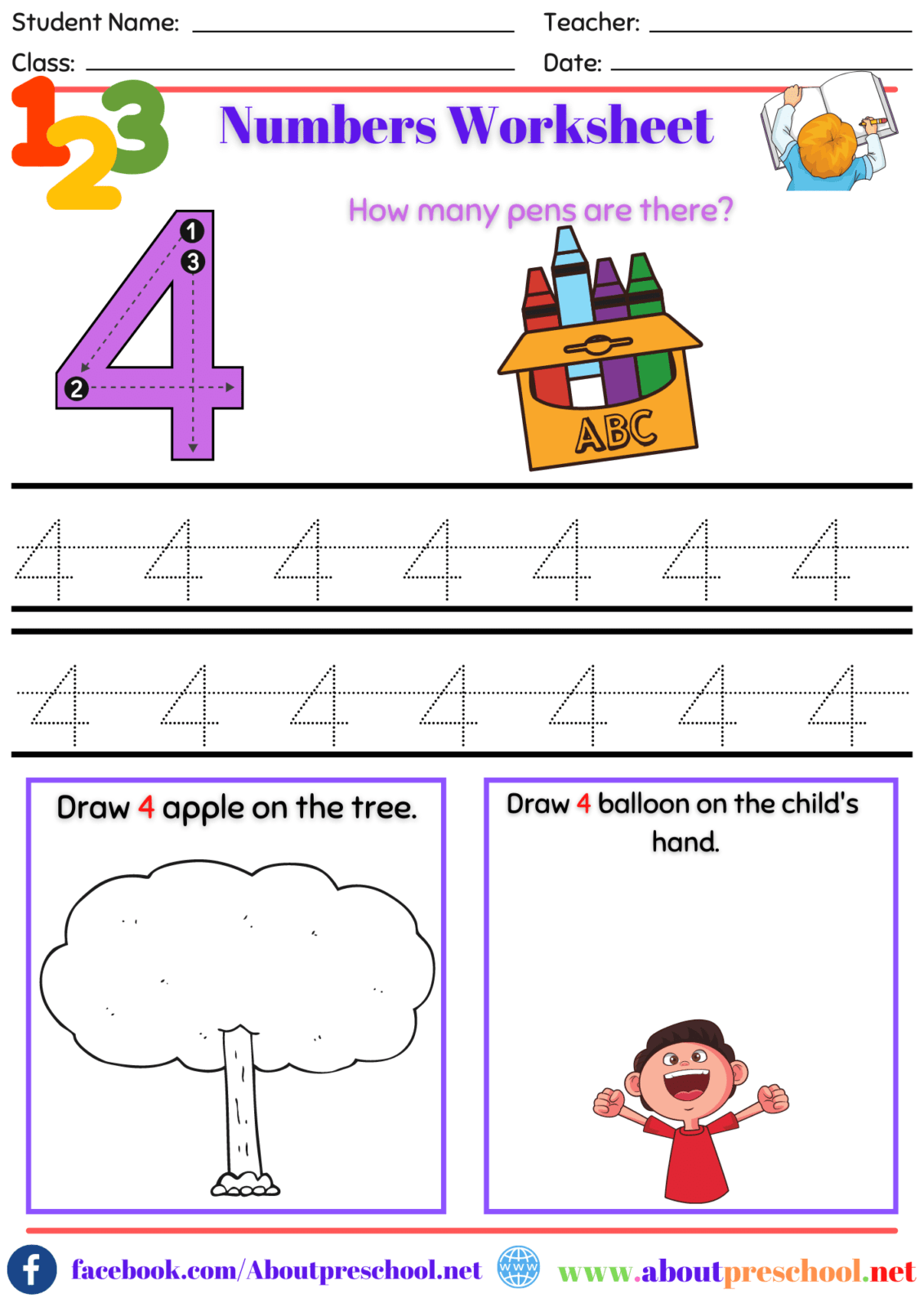 Number Worksheet Kindergarten 4