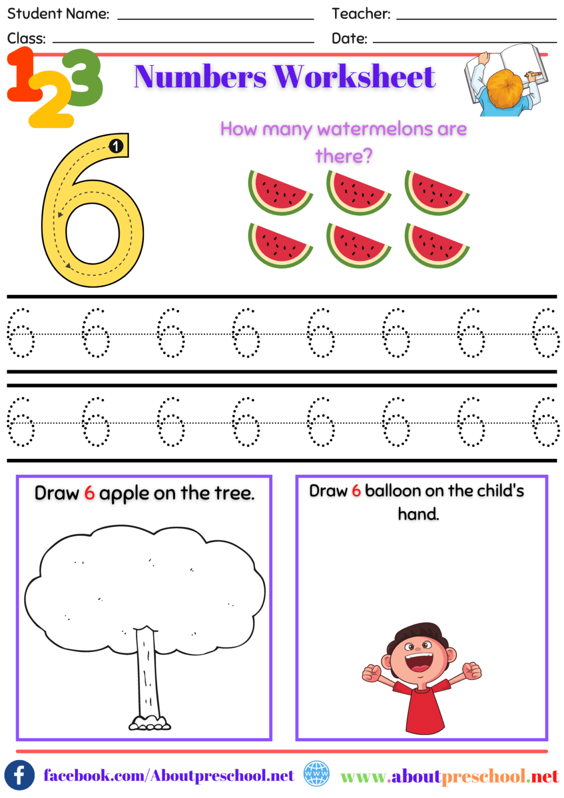 Number Worksheet Kindergarten 6