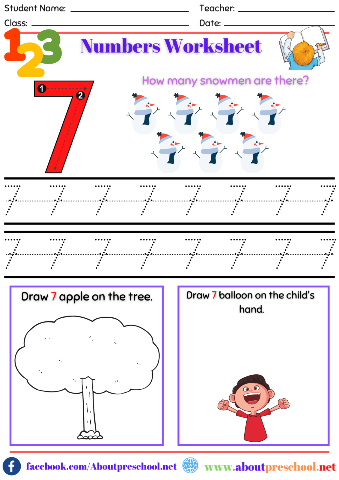 Number Worksheet Kindergarten 7