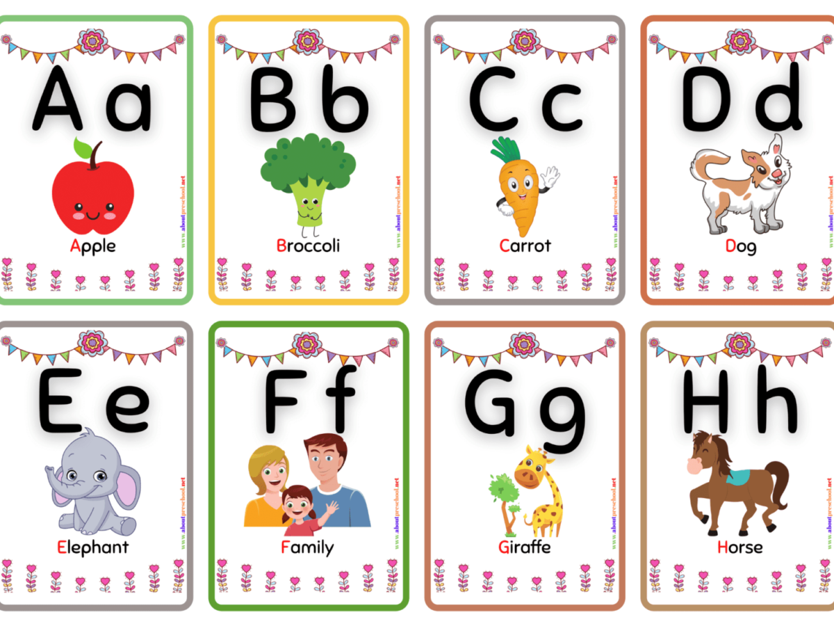 Alphabet Cards A-Z Kids Toddlers Preschool Early Learning Resource Sen C9G8 