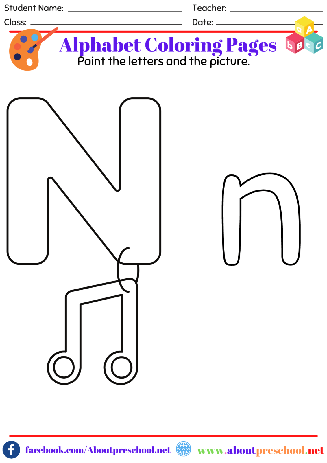 Alphabet Coloring Pages-n
