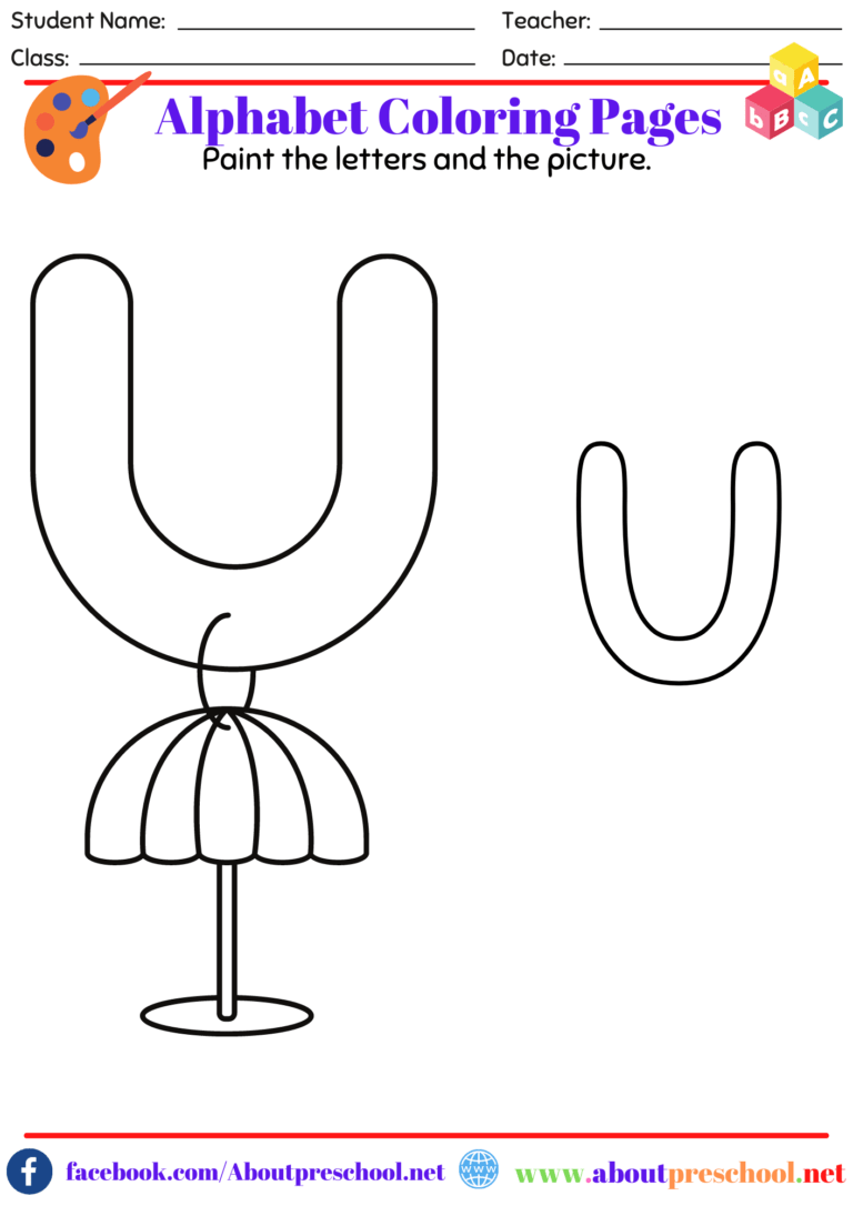Alphabet Coloring Pages-u - About Preschool