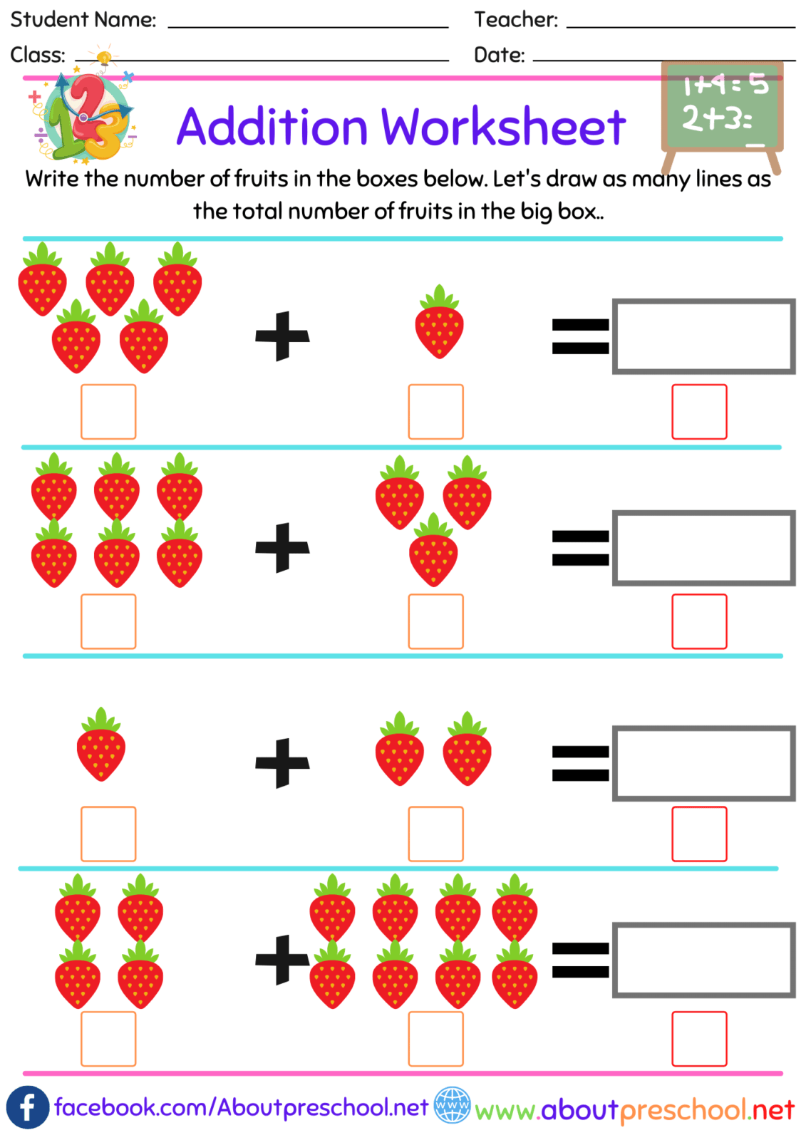 Kindergarten Addition Worksheet25 About Preschool