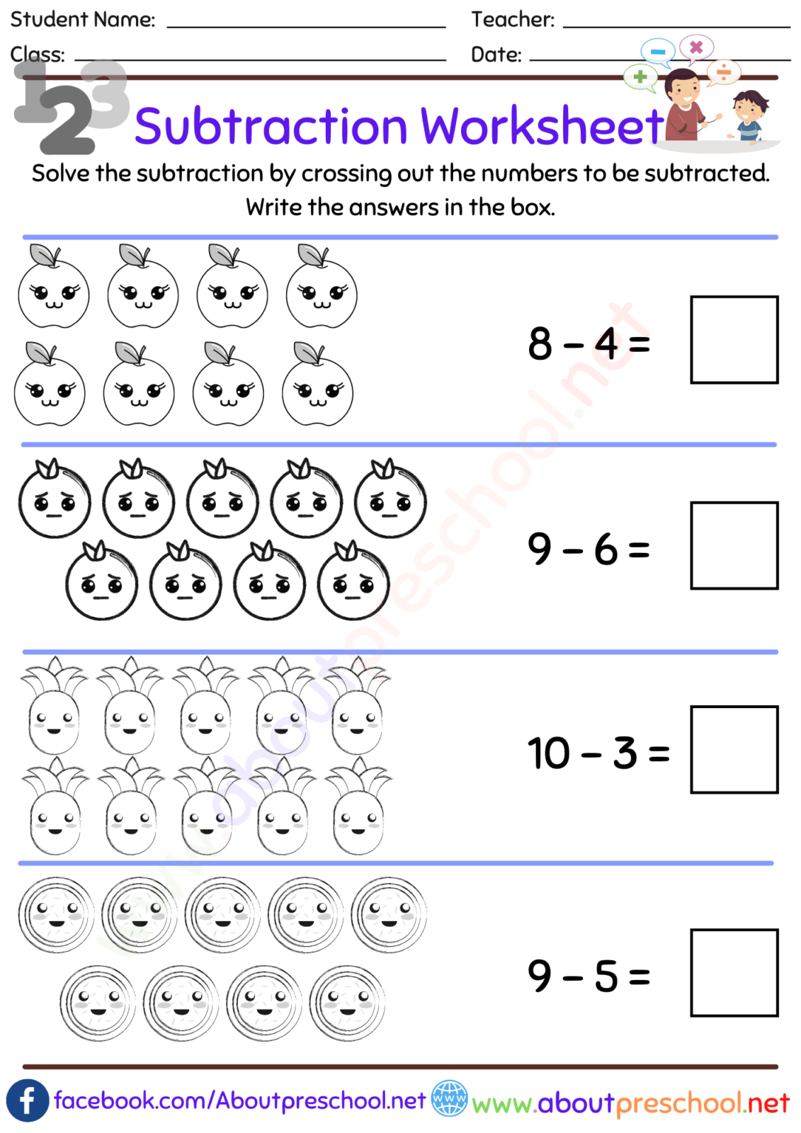 Kindergarten Subtraction Worksheets-17