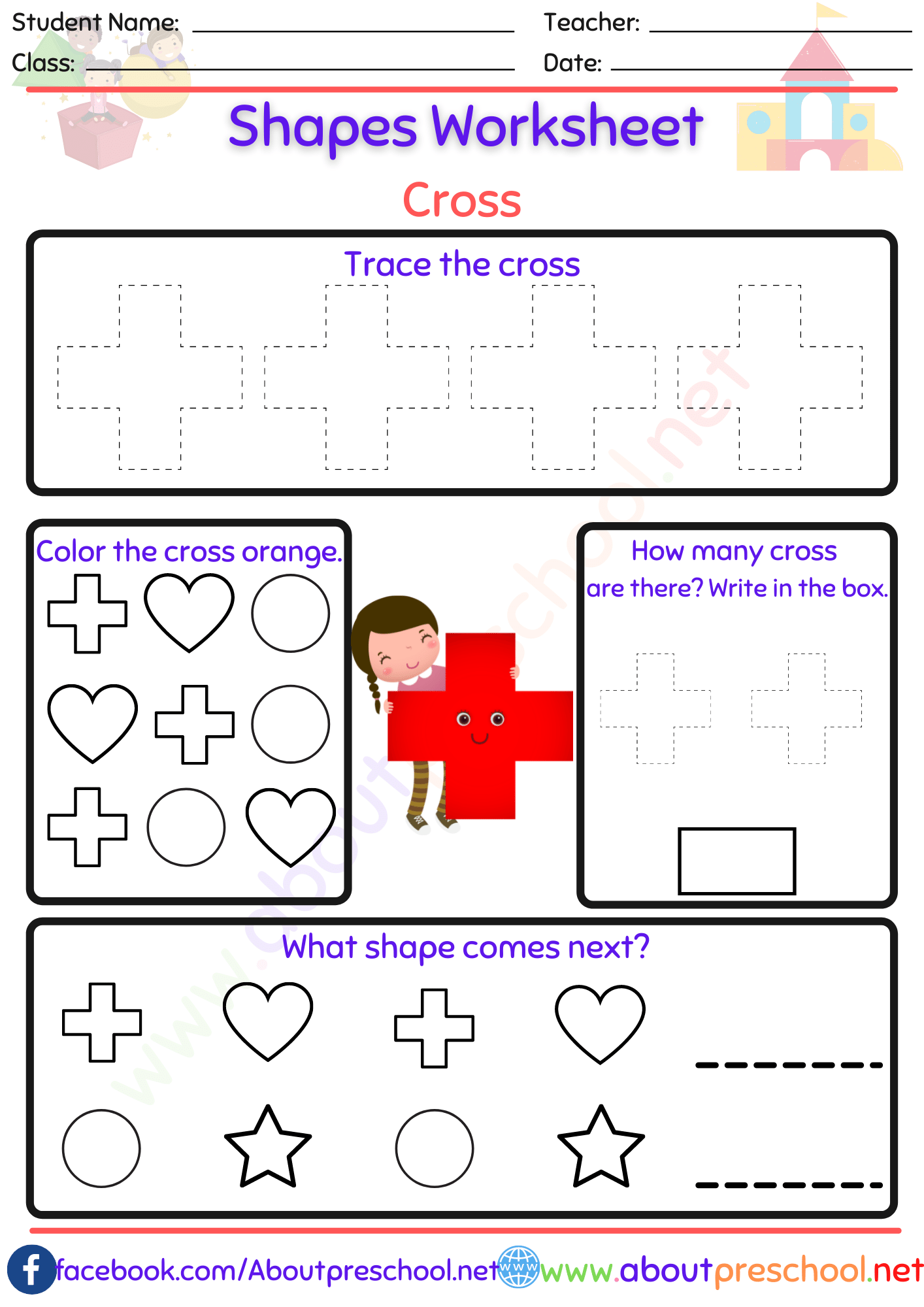 Shapes Worksheets Cross