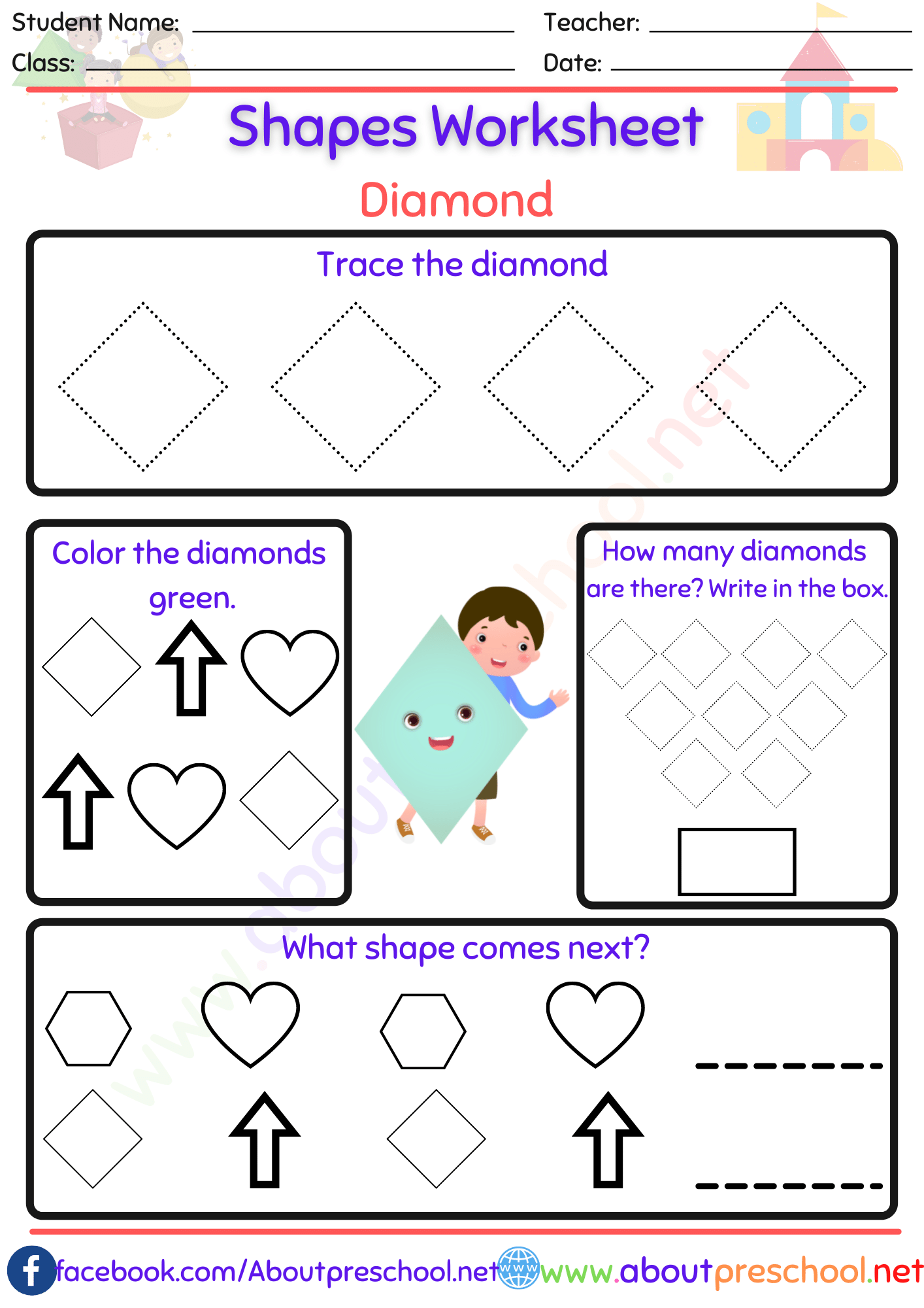 Shapes Worksheets – Diamond