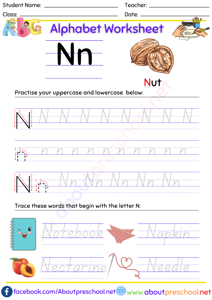 The Alphabet Worksheets-N - About Preschool