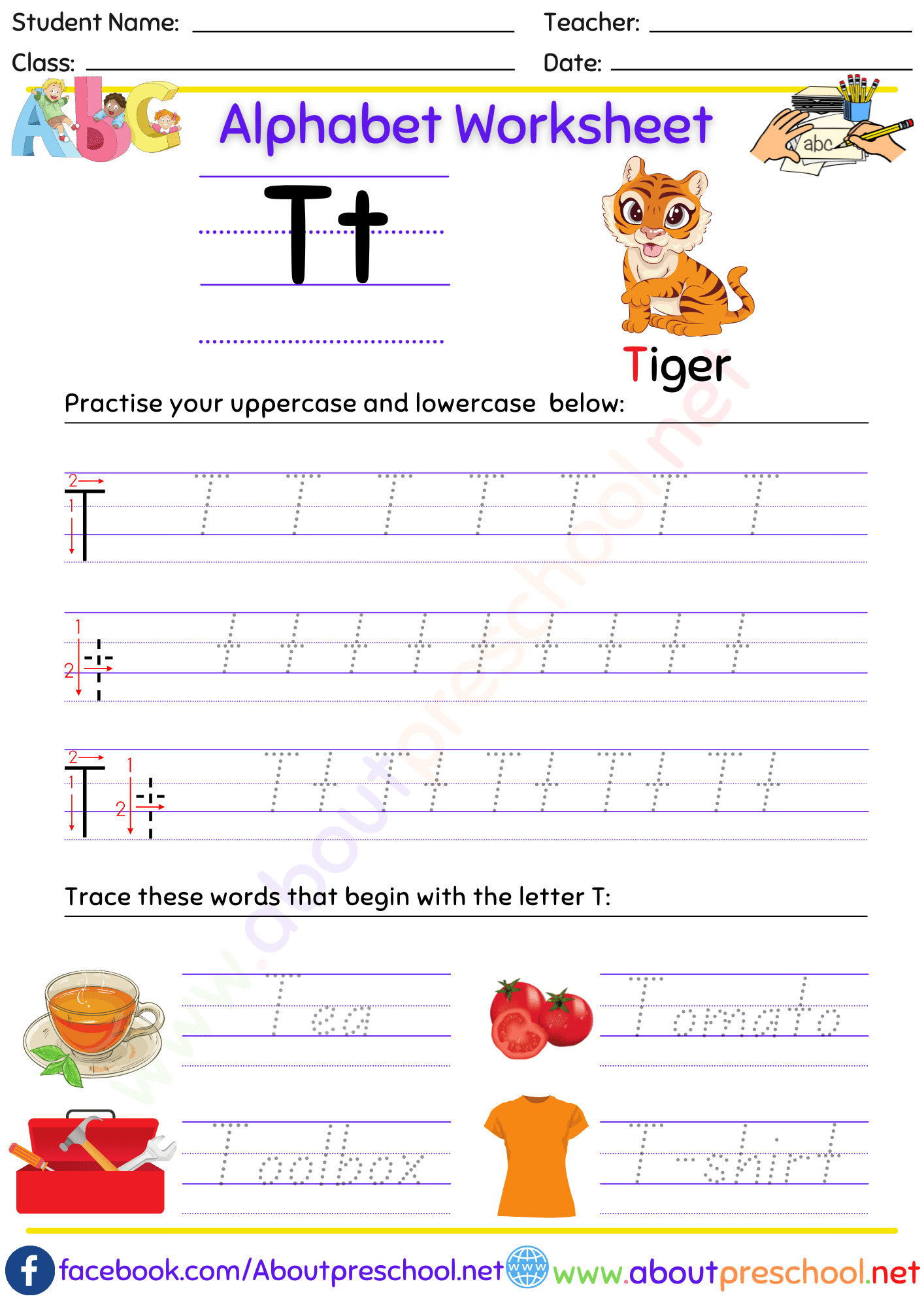 The Alphabet Worksheets T