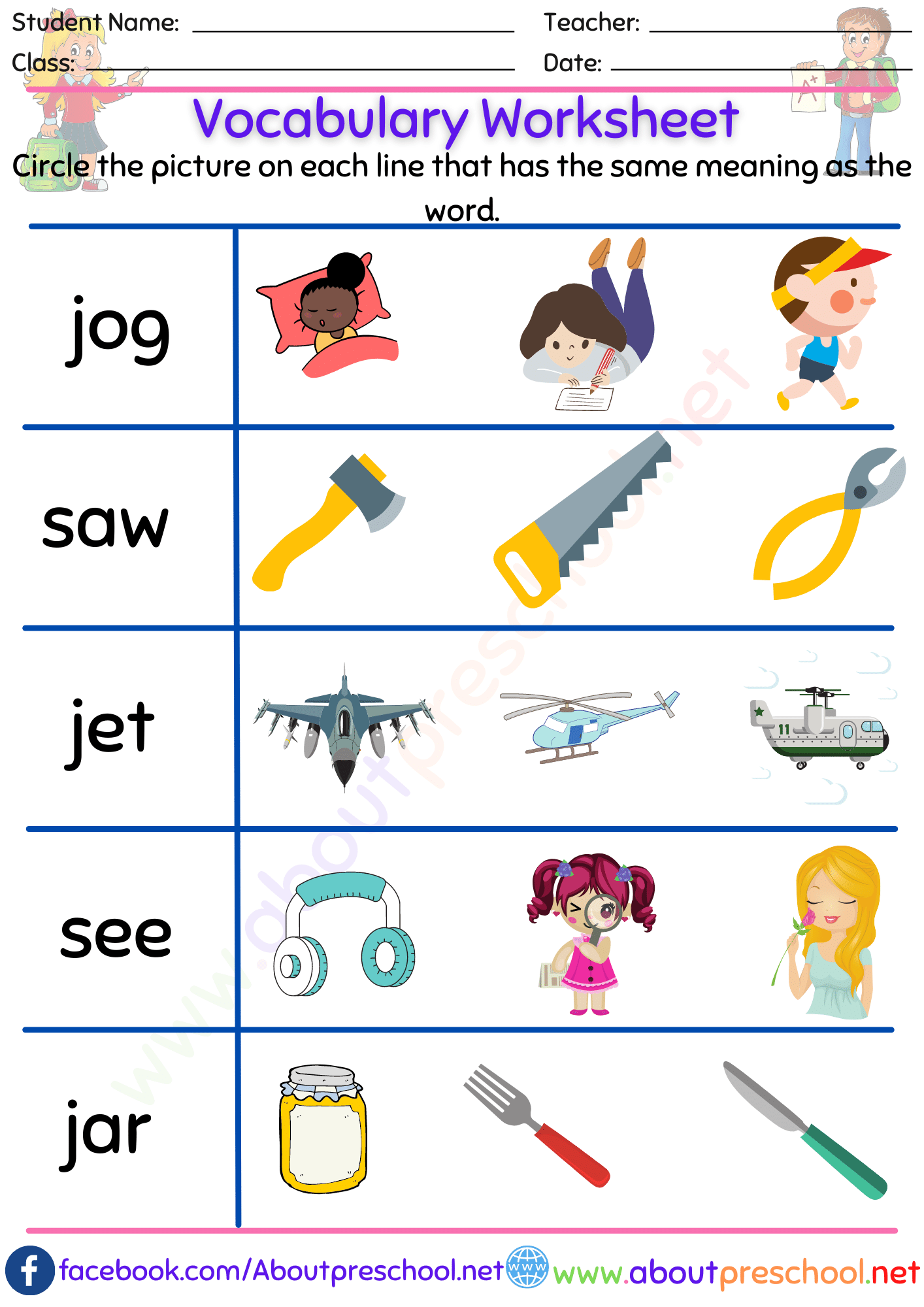 Vocabulary Worksheet 9